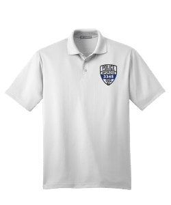 A white printed polo shirt on a transparent background