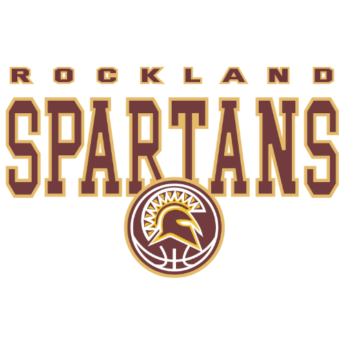 Rockland Spartans basketball logo with Spartan helmet and bold typography.