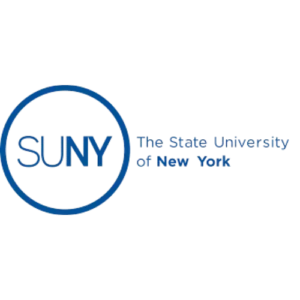 The State University of New York SUNY logo blue circle modern professional black background