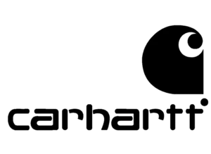 Carhartt logo on a contrasting black and white background, emphasizing its design