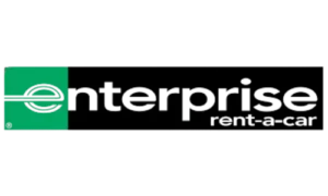 Enterprise car hire logo with green-white color scheme and brand name visible.