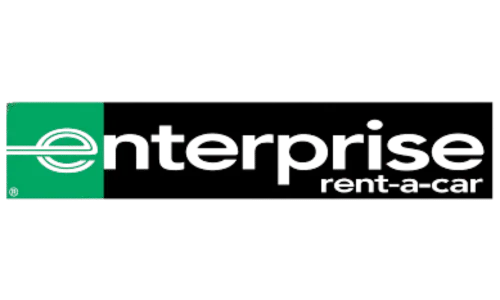 Enterprise car hire logo with green-white color scheme and brand name visible.