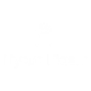White Hydro Flask logo with raised-arms icon on black background.