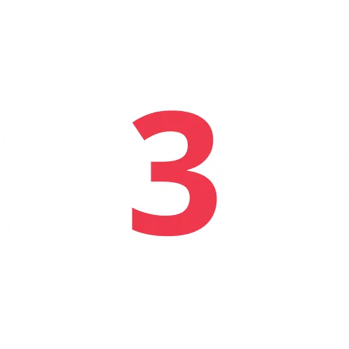 Circular logo with number three highlighted in red, symbolizing importance and leadership.