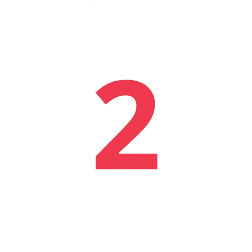 Circular logo with number two highlighted in red, symbolizing importance and leadership.