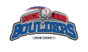Rockland Boulders logo featuring a stylized boulder and team name in bold lettering.