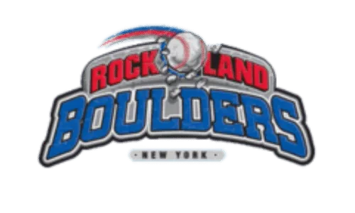 Rockland Boulders logo featuring a stylized boulder and team name in bold lettering.