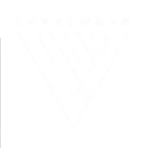 White Levelwear LW logo in bold triangular design on a black background.