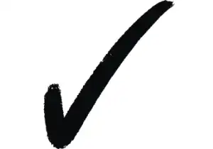 Check icon in black on a white background